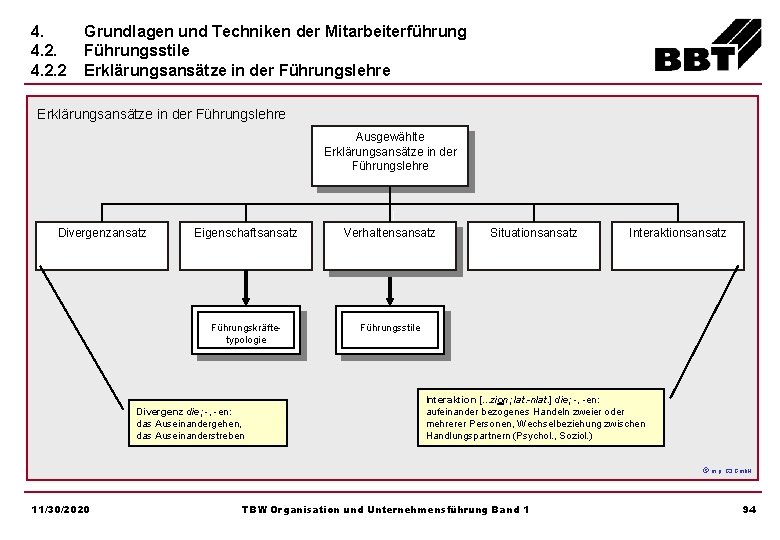 4. 4. 2. 2 Grundlagen und Techniken der Mitarbeiterführung Führungsstile Erklärungsansätze in der Führungslehre