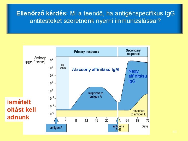 Ellenőrző kérdés: Mi a teendő, ha antigénspecifikus Ig. G antitesteket szeretnénk nyerni immunizálással? Alacsony