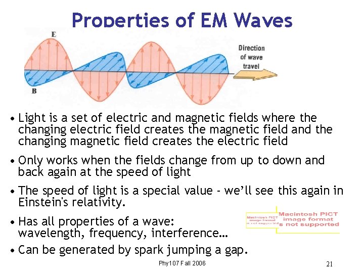Properties of EM Waves • Light is a set of electric and magnetic fields