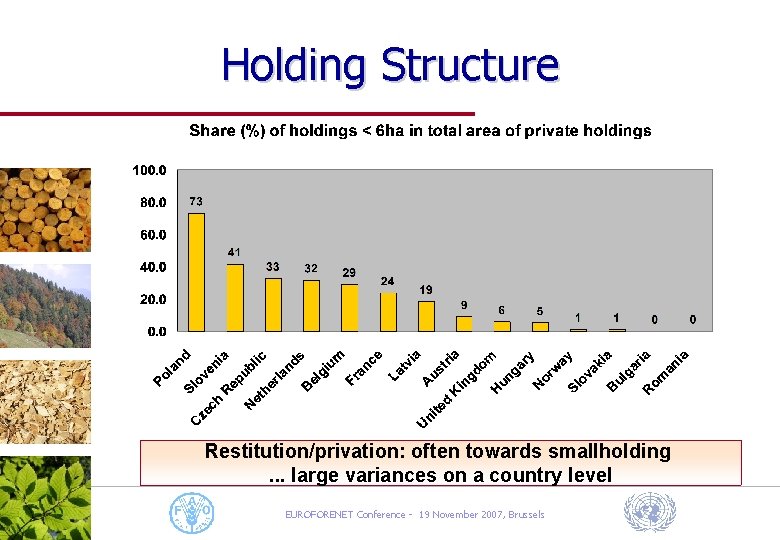 Holding Structure Restitution/privation: often towards smallholding. . . large variances on a country level