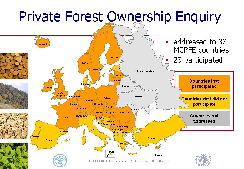 Private Forest Ownership Enquiry § addressed to 38 MCPFE countries § 23 participated Iceland