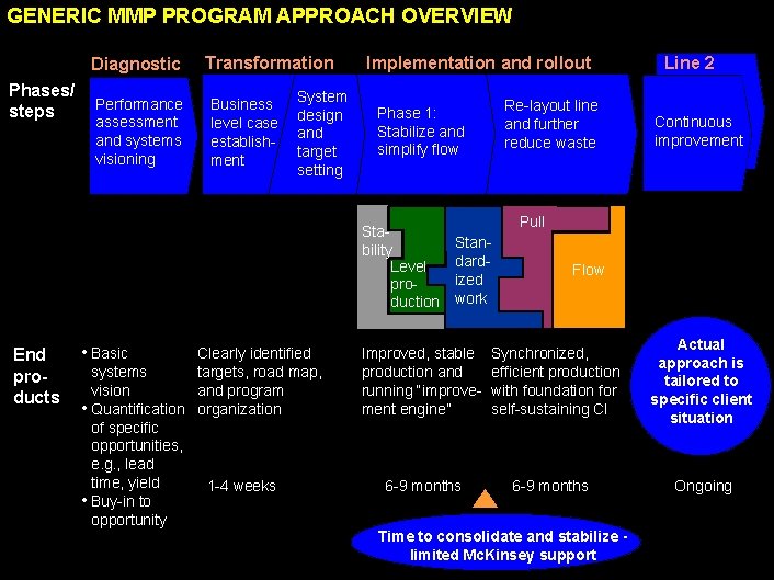 GENERIC MMP PROGRAM APPROACH OVERVIEW Diagnostic Phases/ steps Performance assessment and systems visioning Transformation