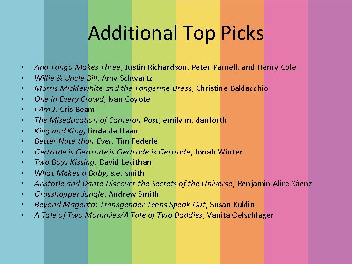 Additional Top Picks • • • • And Tango Makes Three, Justin Richardson, Peter
