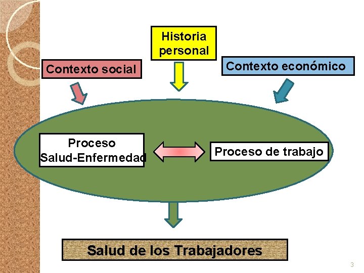 Historia personal Contexto social Proceso Salud-Enfermedad Contexto económico Proceso de trabajo Salud de los