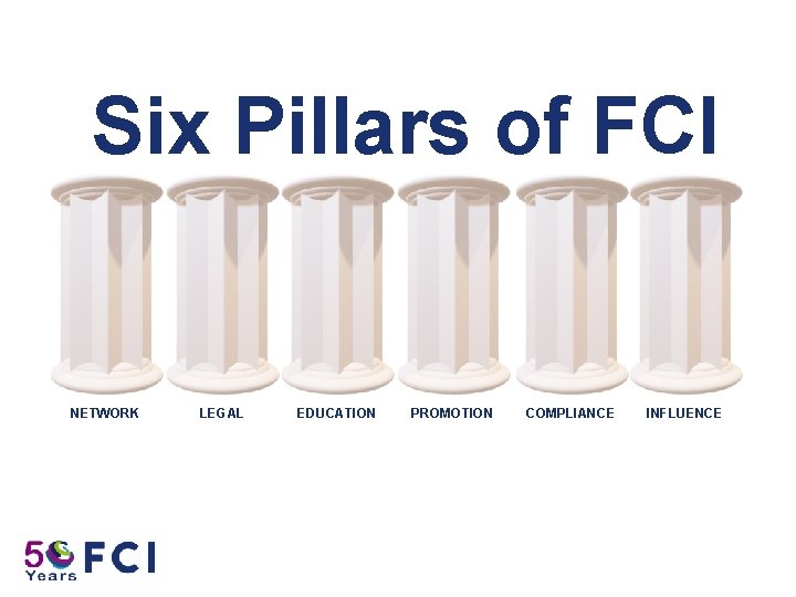 Six Pillars of FCI NETWORK LEGAL EDUCATION PROMOTION COMPLIANCE INFLUENCE 