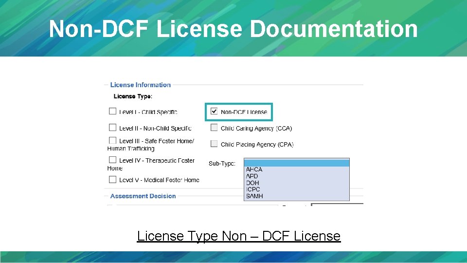 Non-DCF License Documentation License Type Non – DCF License 