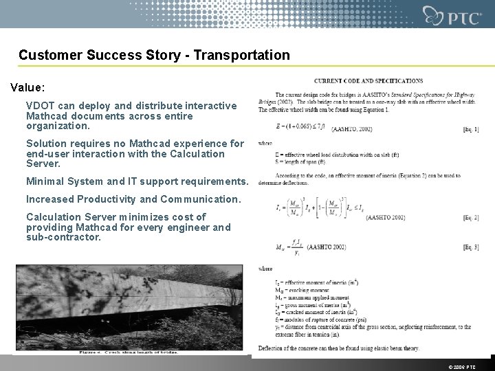 Customer Success Story - Transportation Value: VDOT can deploy and distribute interactive Mathcad documents