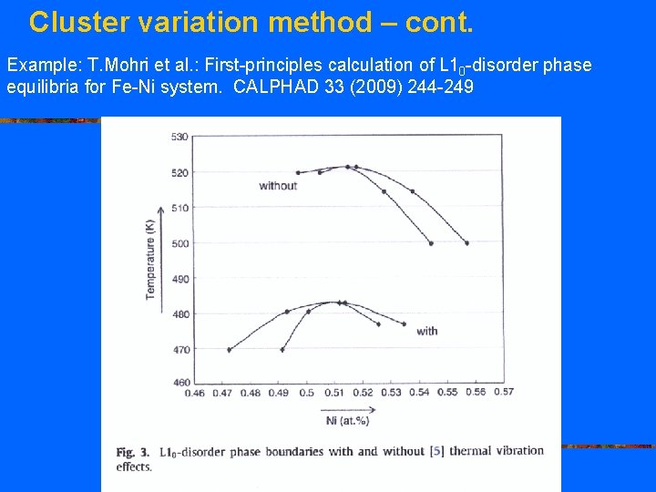 Cluster variation method – cont. Example: T. Mohri et al. : First-principles calculation of