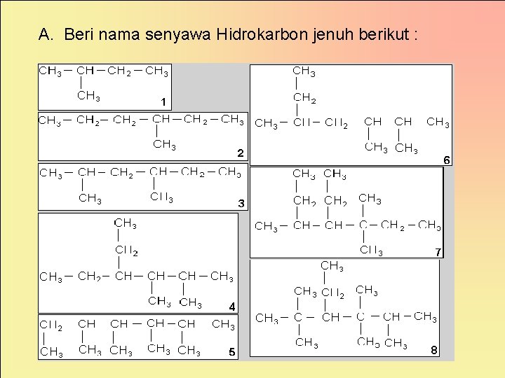 A. Beri nama senyawa Hidrokarbon jenuh berikut : 