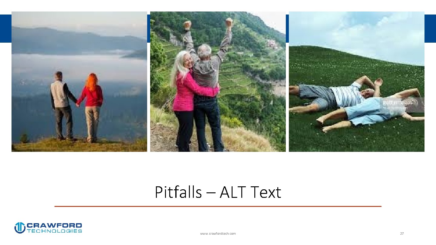 Pitfalls – ALT Text www. crawfordtech. com 27 