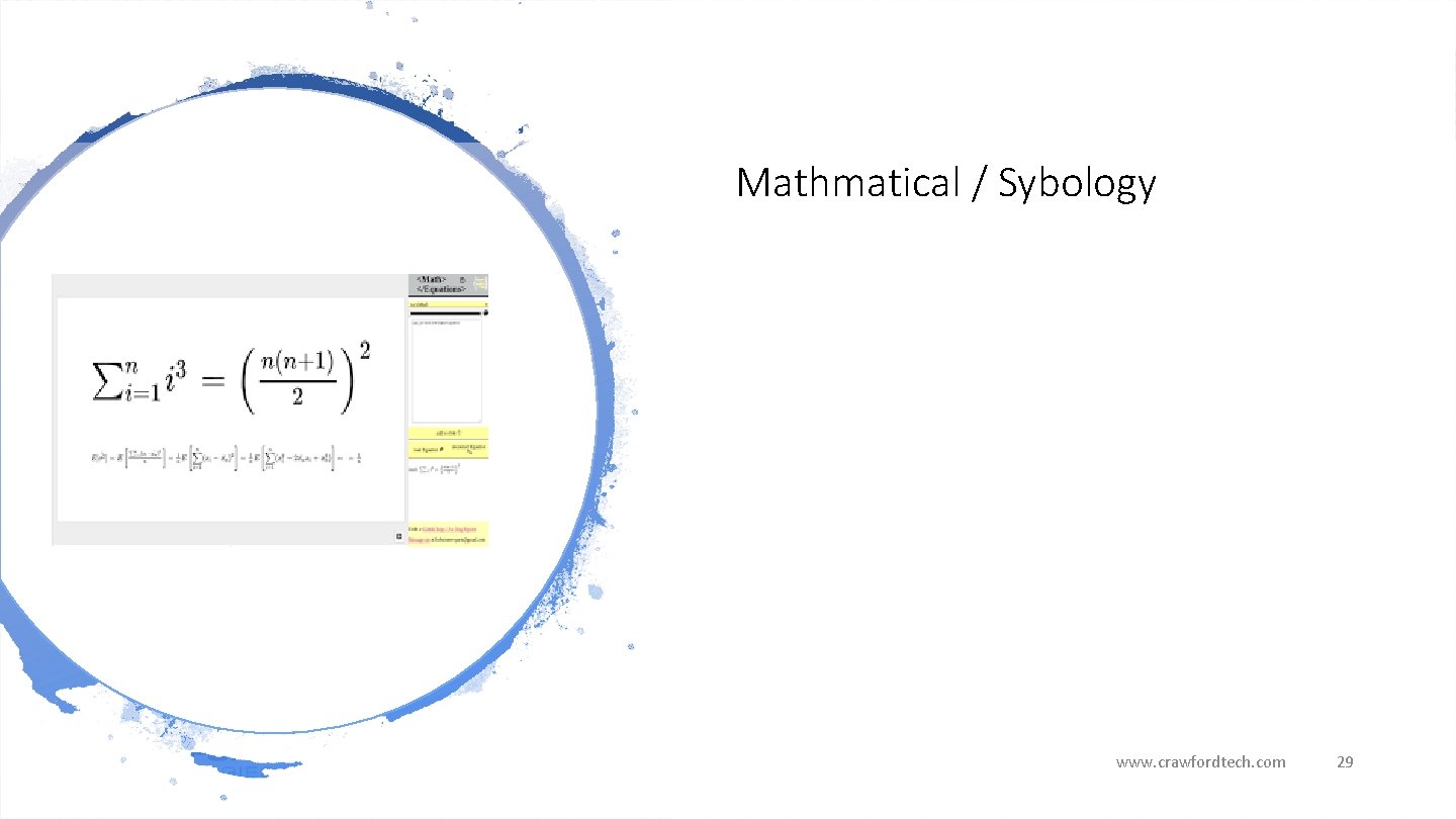 Mathmatical / Sybology www. crawfordtech. com 29 