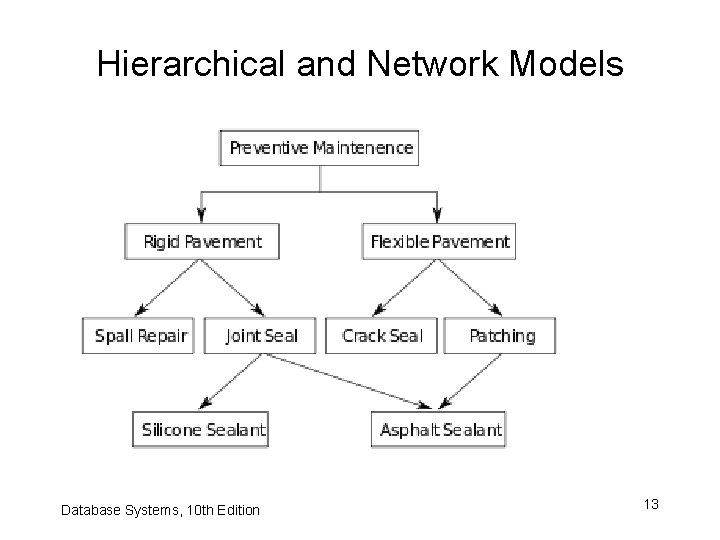 Hierarchical and Network Models Database Systems, 10 th Edition 13 