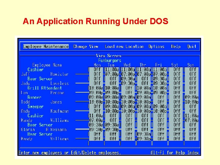 An Application Running Under DOS 