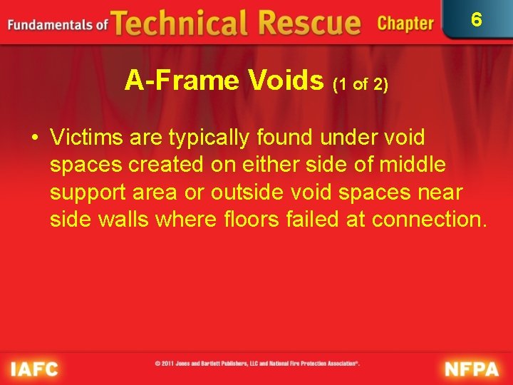 6 A-Frame Voids (1 of 2) • Victims are typically found under void spaces