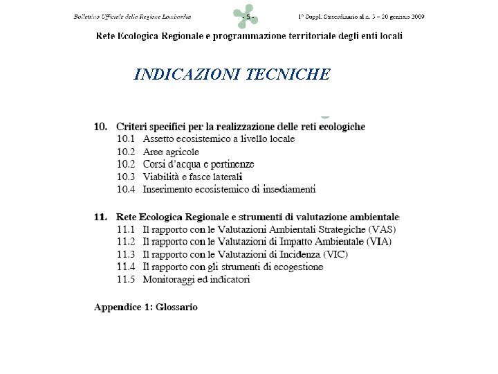 INDICAZIONI TECNICHE 