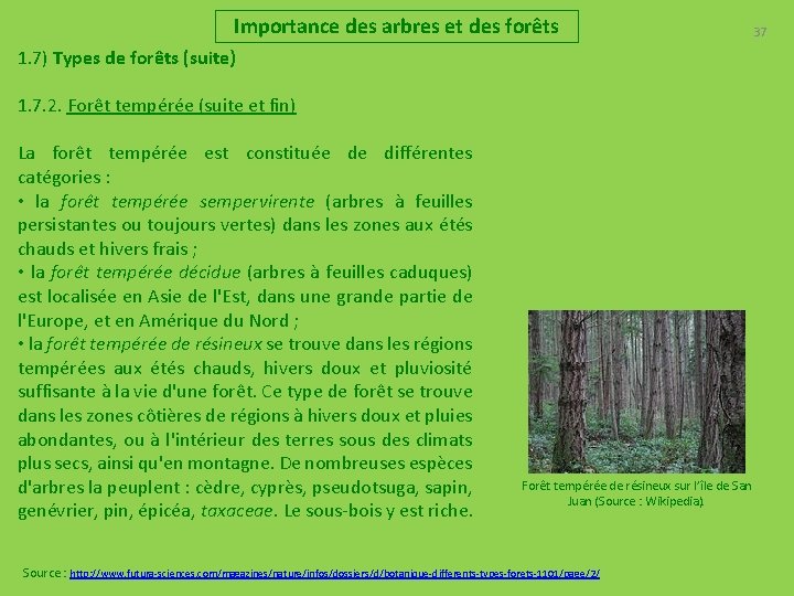 Importance des arbres et des forêts 37 1. 7) Types de forêts (suite) 1.