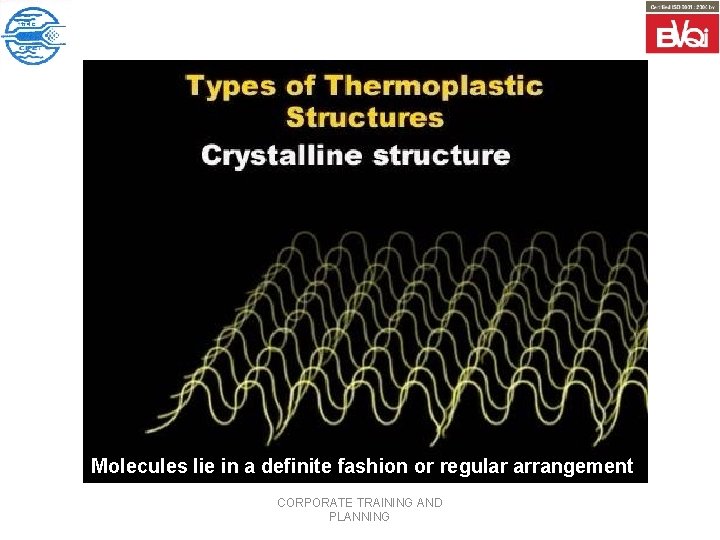 Molecules lie in a definite fashion or regular arrangement CORPORATE TRAINING AND PLANNING 