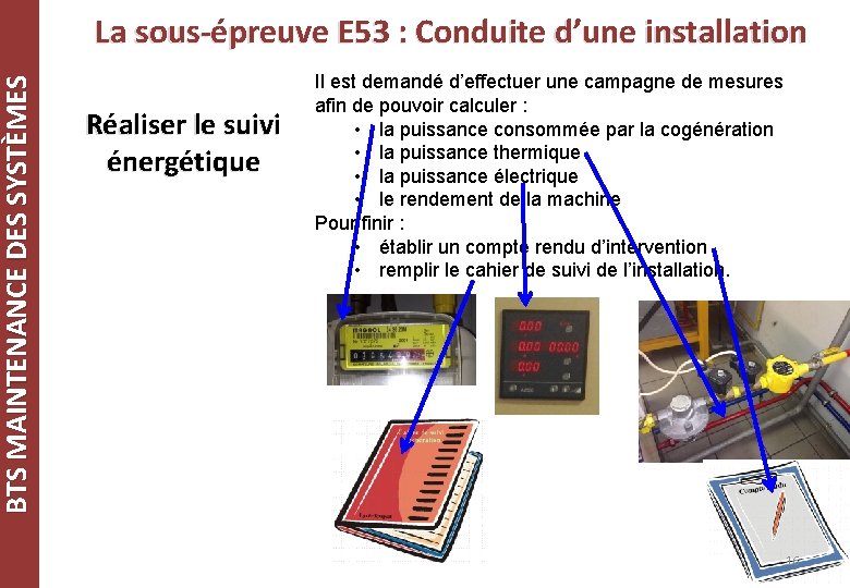 BTS MAINTENANCE DES SYSTÈMES La sous-épreuve E 53 : Conduite d’une installation Réaliser le