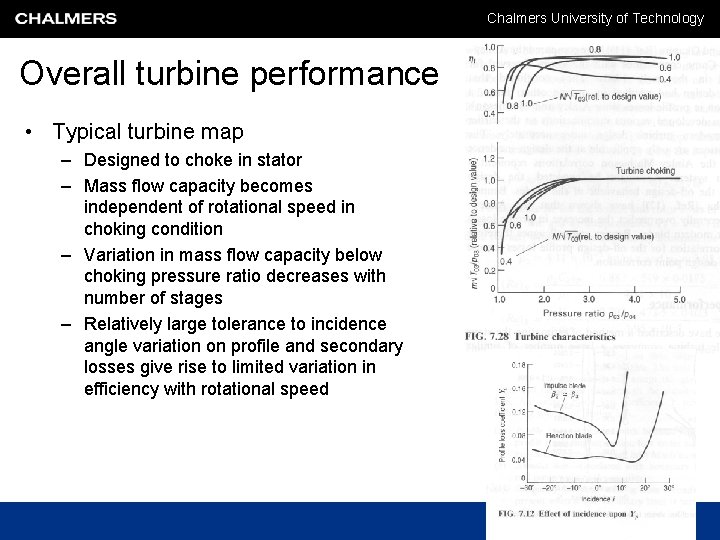 Chalmers University of Technology Overall turbine performance • Typical turbine map – Designed to