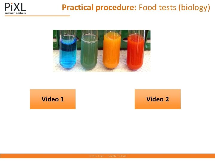 Practical procedure: Food tests (biology) Video 1 Video 2 