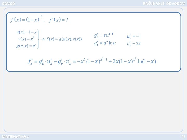 ODVOD MATEMATIKA 1 RAČUNANJE ODVODOV 156 