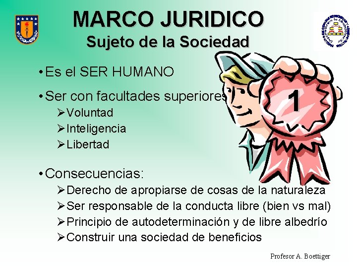 MARCO JURIDICO Sujeto de la Sociedad • Es el SER HUMANO • Ser con