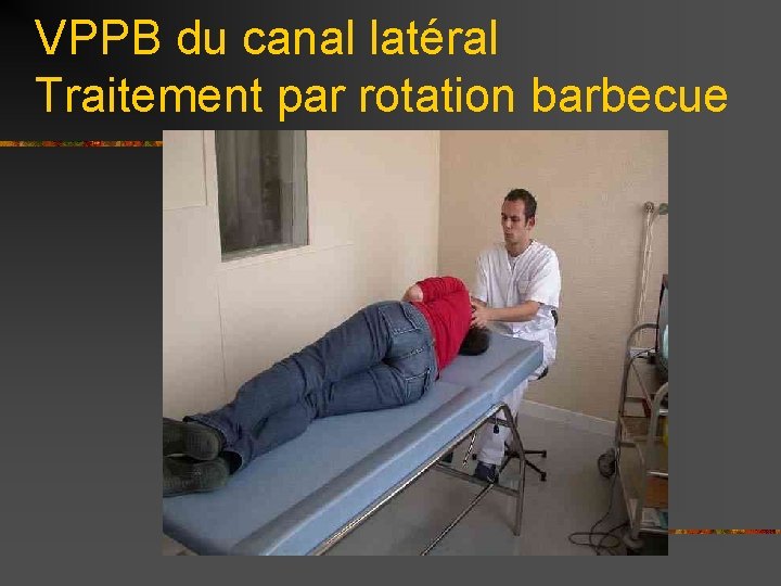 VPPB du canal latéral Traitement par rotation barbecue 