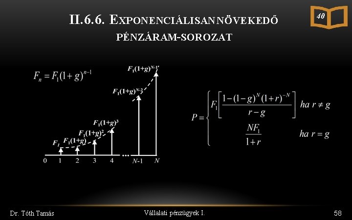 II. 6. 6. EXPONENCIÁLISAN NÖVEKEDŐ PÉNZÁRAM-SOROZAT Dr. Tóth Tamás Vállalati pénzügyek I. 40 58