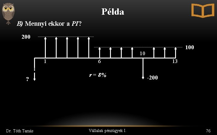 Példa B) Mennyi ekkor a PI? 200 10 1 ? Dr. Tóth Tamás 6