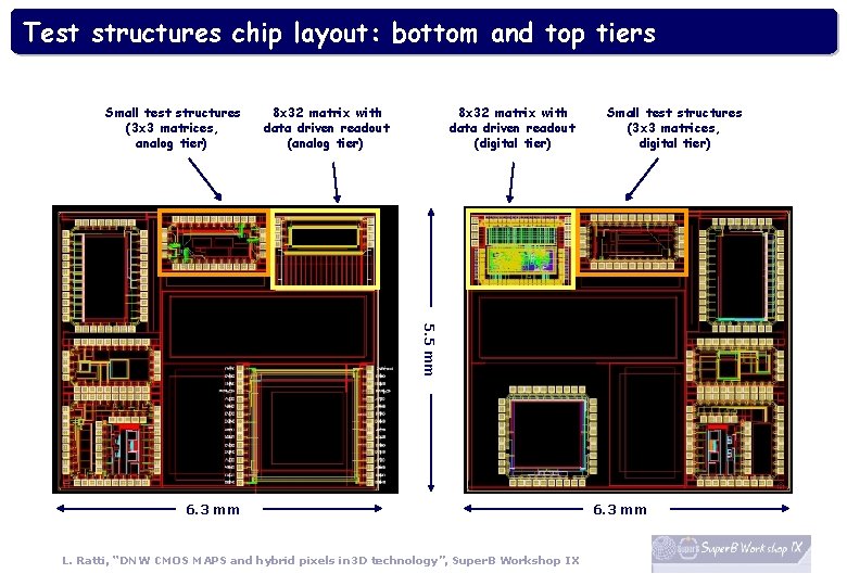 Test structures chip layout: bottom and top tiers Small test structures (3 x 3