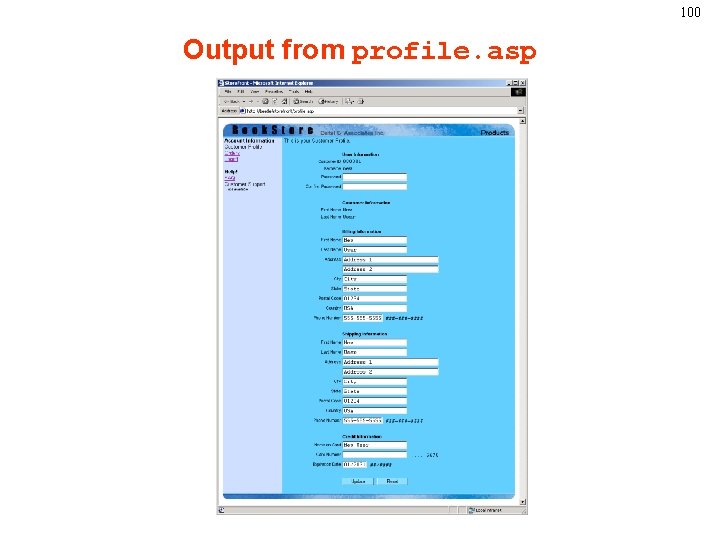 100 Output from profile. asp 