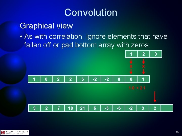 Convolution Graphical view • As with correlation, ignore elements that have fallen off or Convolution Graphical view • As with correlation, ignore elements that have fallen off or