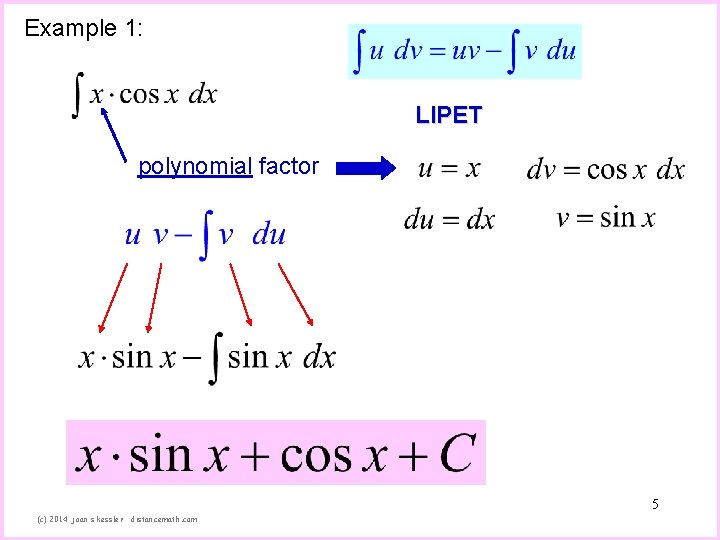 Example 1: LIPET polynomial factor 5 (c) 2014 joan s kessler distancemath. com 
