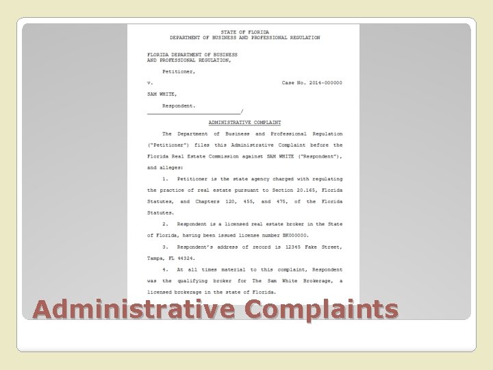 Administrative Complaints 