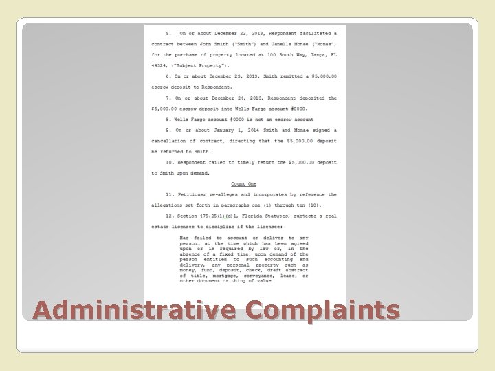 Administrative Complaints 
