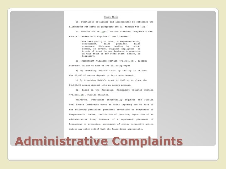 Administrative Complaints 