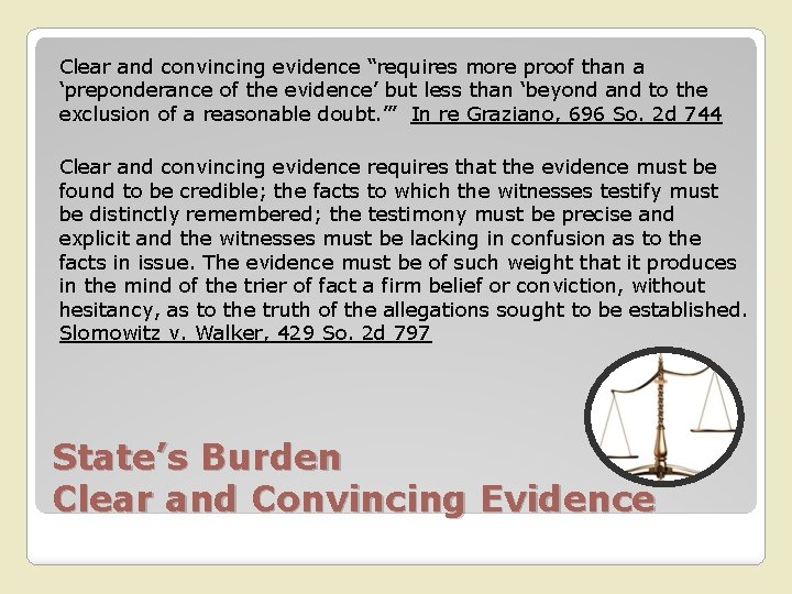 Clear and convincing evidence “requires more proof than a ‘preponderance of the evidence’ but