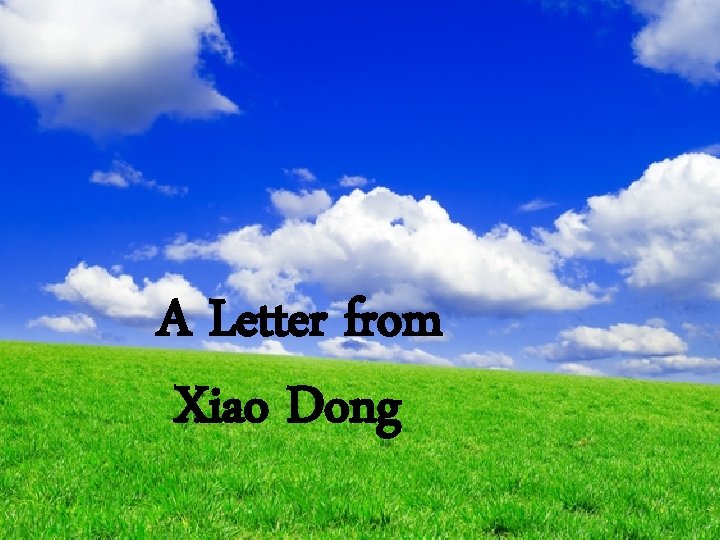 A Letter from Xiao Dong 