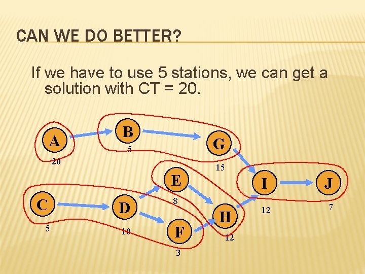 CAN WE DO BETTER? If we have to use 5 stations, we can get