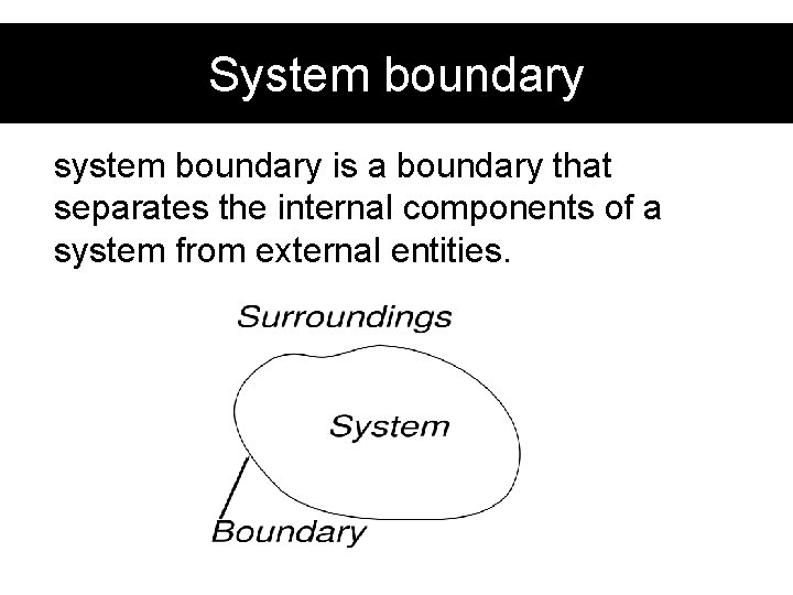 System boundary system boundary is a boundary that separates the internal components of a System boundary system boundary is a boundary that separates the internal components of a