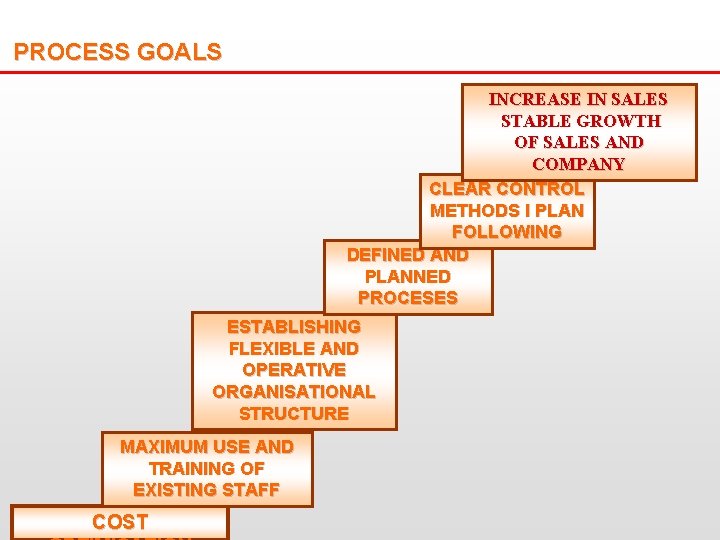 PROCESS GOALS INCREASE IN SALES STABLE GROWTH OF SALES AND COMPANY CLEAR CONTROL METHODS