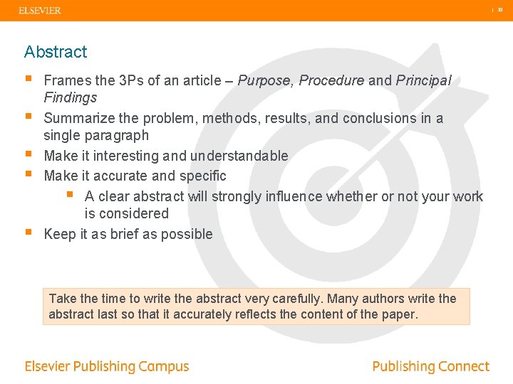 | 33 Abstract § § § Frames the 3 Ps of an article –