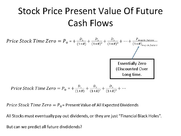 Stock Price Present Value Of Future Cash Flows Essentially Zero (Discounted Over Long time.