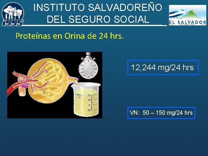 INSTITUTO SALVADOREÑO DEL SEGURO SOCIAL Proteínas en Orina de 24 hrs. 12, 244 mg/24