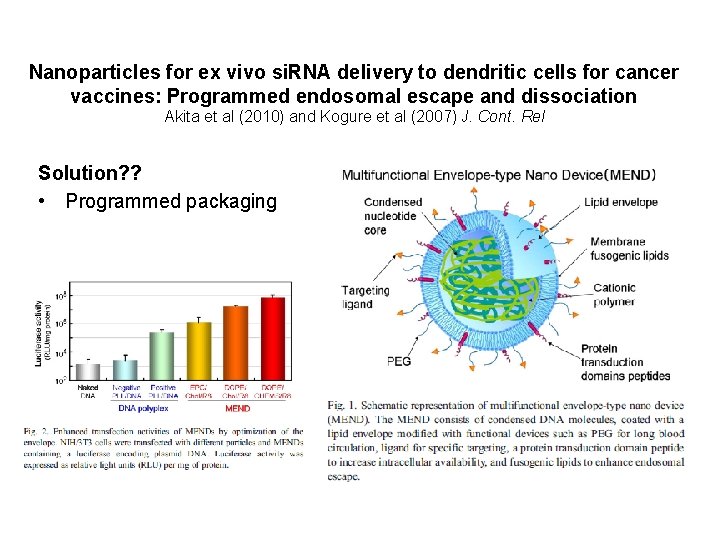 Nanoparticles for ex vivo si. RNA delivery to dendritic cells for cancer vaccines: Programmed