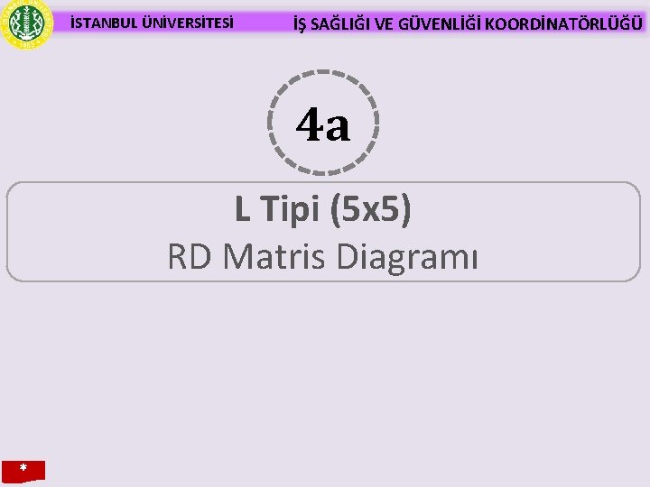 İSTANBUL ÜNİVERSİTESİ İŞ SAĞLIĞI VE GÜVENLİĞİ KOORDİNATÖRLÜĞÜ 4 a L Tipi (5 x 5)