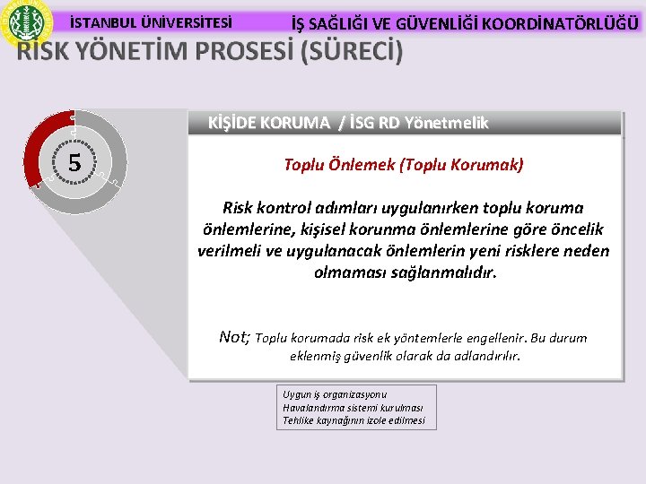 İSTANBUL ÜNİVERSİTESİ İŞ SAĞLIĞI VE GÜVENLİĞİ KOORDİNATÖRLÜĞÜ KİŞİDE KORUMA / İSG RD Yönetmelik 5