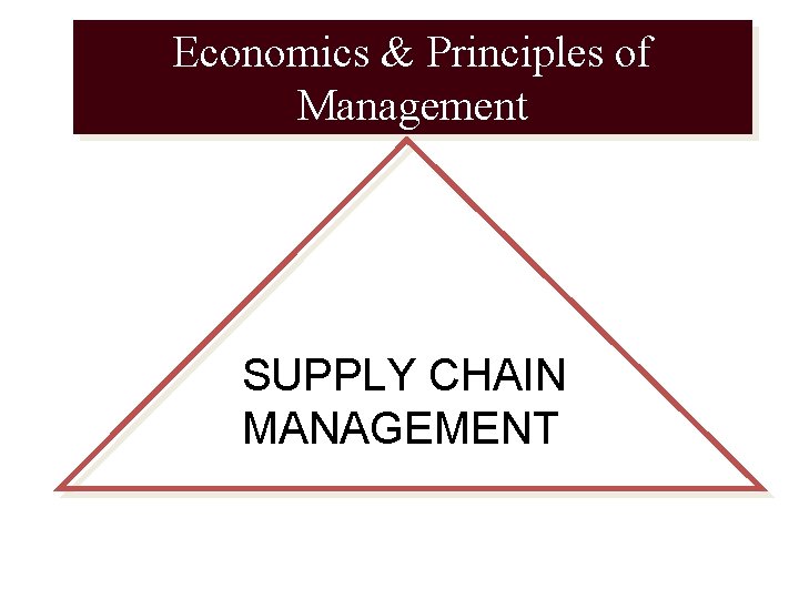 Economics & Principles of Management SUPPLY CHAIN MANAGEMENT 