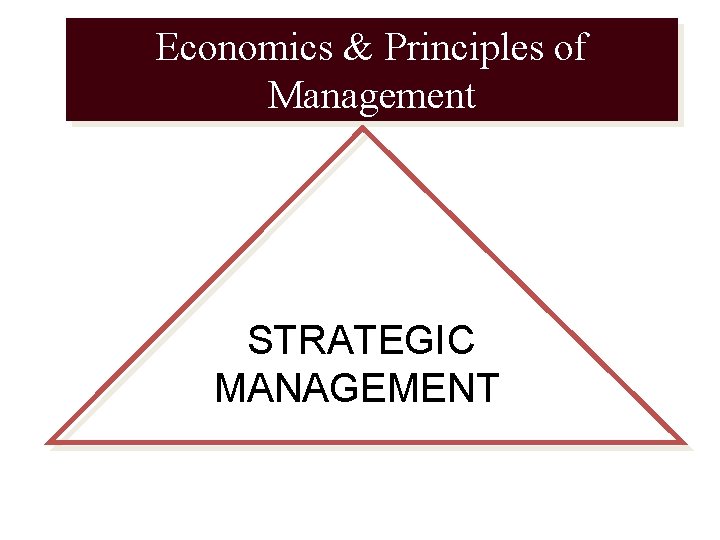 Economics & Principles of Management STRATEGIC MANAGEMENT 