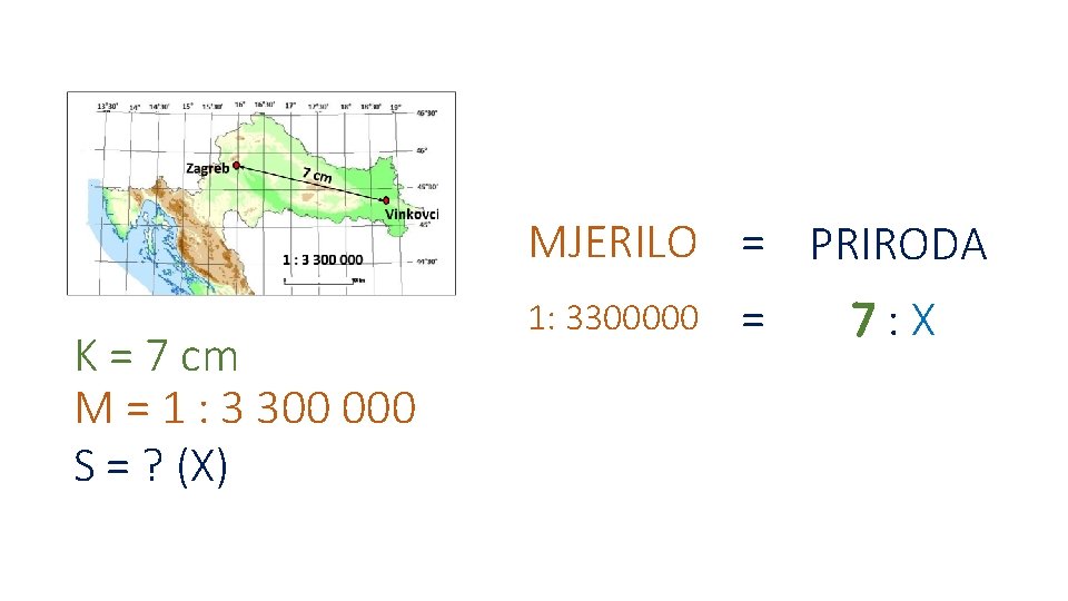 MJERILO = PRIRODA K = 7 cm M = 1 : 3 300 000